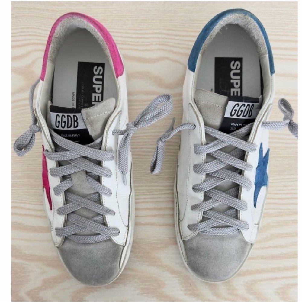 Golden Goose Women’s Superstar Limited Edition Mismatched Sneakers Blue Pink 7 - Picture 4 of 15